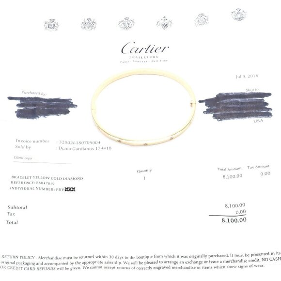 Cartier Love 18k Yellow Gold 10 Diamond Small Model Bangle Bracelet Sz 19 Cert. - Picture 7 of 11